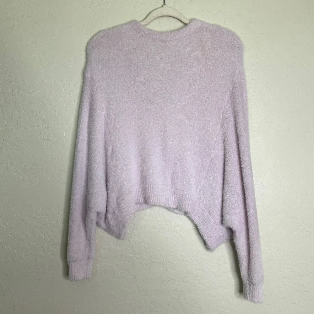 Free People Womens FP ONE Wyatt Fuzzy Cardigan XS Lavender Cropped Soft Knit